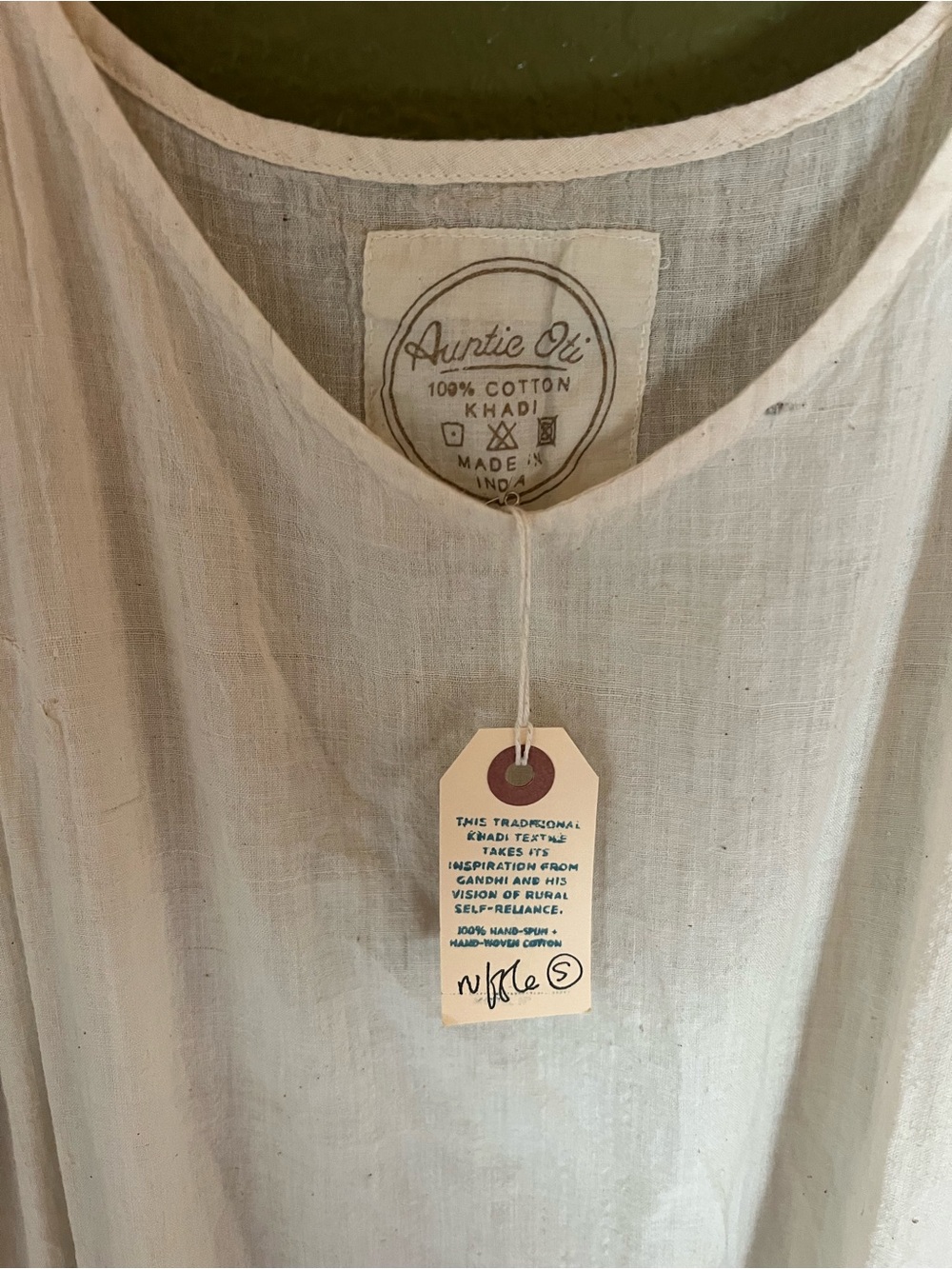 NWT Auntie Oti Natural Ruffle Slip Lightweight Sheer Midi Dress Ruffle Hem Sz S - Picture 3 of 7